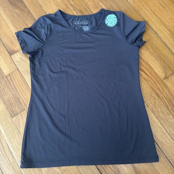 Rip Curl Rash Guard Girls Grey Short Sleeve UPF 50 Stretch Surf Swim Top Large - Picture 2 of 5